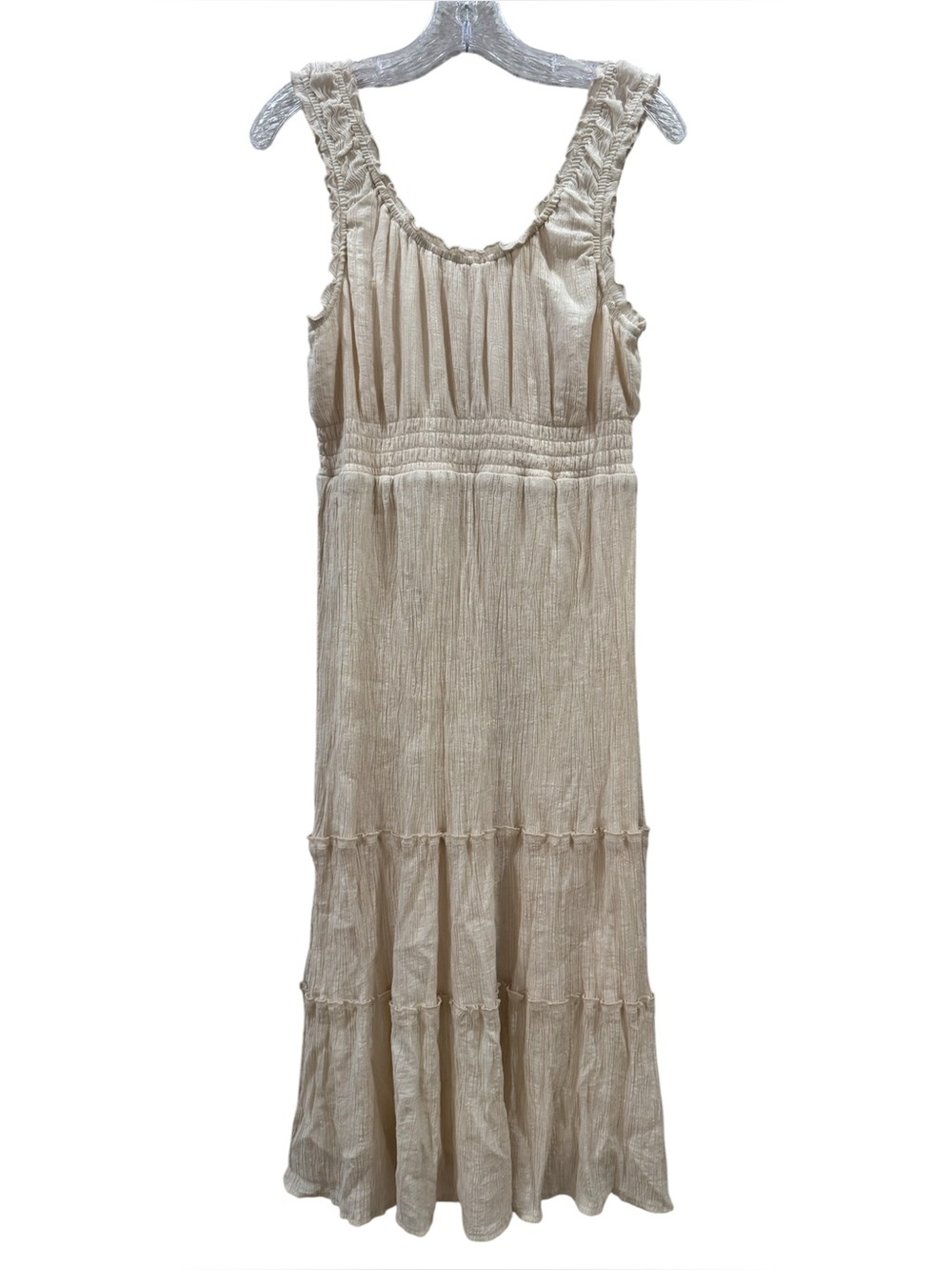 Lucky Brand SCOOP NECK TIERED MAXI DRESS IN WHISPER WHITE - Picture 1 of 4